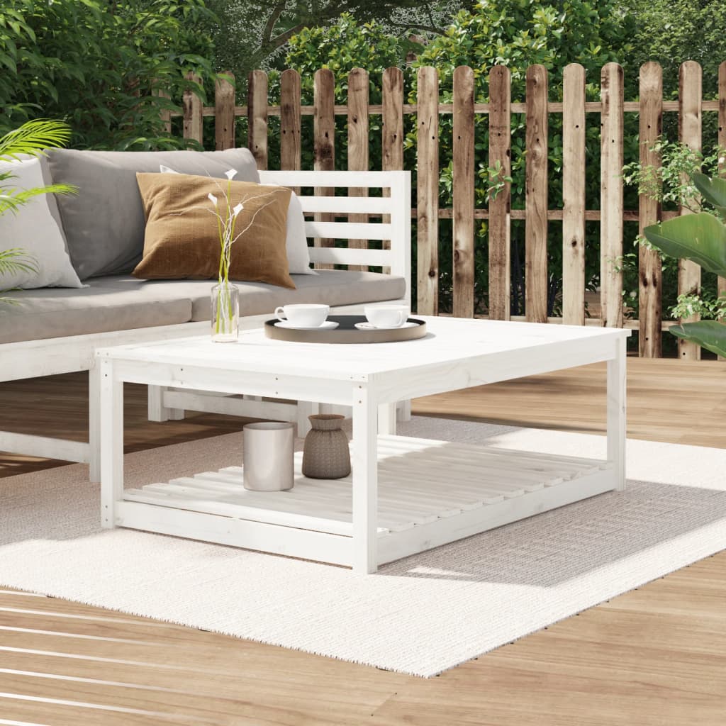 vida XL Gartentisch Weiß 121x 82,5x 45 cm Massivholz Kiefer