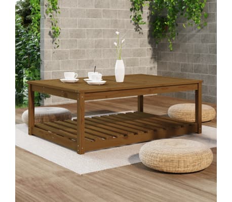 vidaXL Garden Table Honey Brown 121x82.5x45 cm Solid Wood Pine