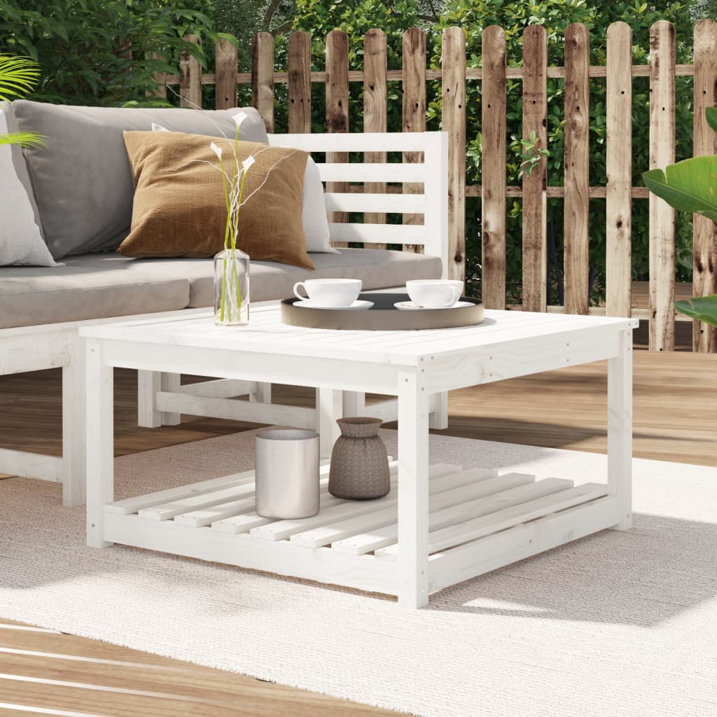 vida XL Gartentisch Weiß 82,5x 82,5x 45 cm Massivholz Kiefer