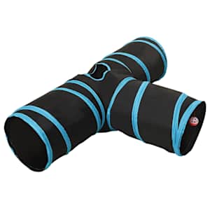 vidaXL 3-suunaline kassitunnel, must ja sinine, 90 cm, pol&uuml;ester
