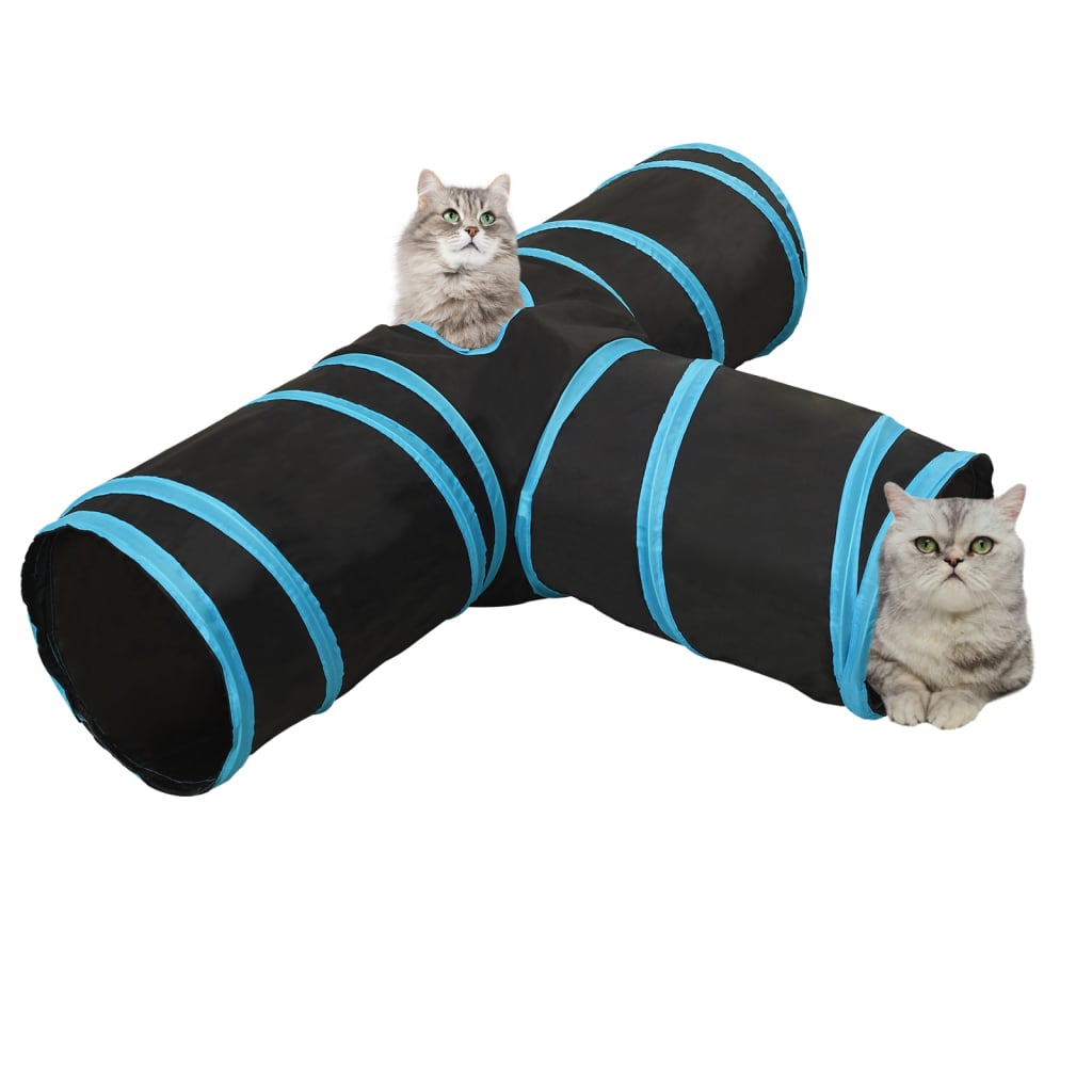 Tunel Plegable Para Gato Pubamall - 3 Salidas ( Colores ) Color Negro/Azul