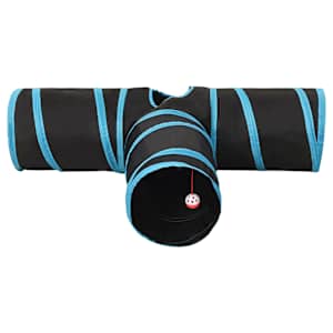 Kočičí tunel 3cestný černý a modrý 90 cm polyester - obrázek 3
