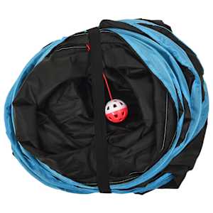 Kočičí tunel 3cestný černý a modrý 90 cm polyester - obrázek 6