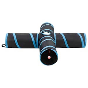 Kočičí tunel 4cestný černý a modrý 132 cm polyester - obrázek 3