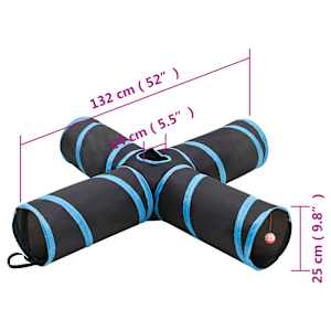 Kočičí tunel 4cestný černý a modrý 132 cm polyester - obrázek 6