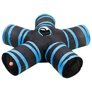 vidaXL 5-suunaline kassitunnel, must ja sinine, 25 cm, pol&uuml;ester