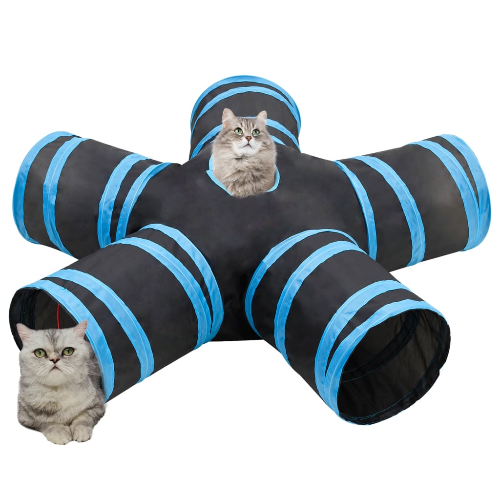 Fekete és kék 5 irányú poliészter macskaalagút 25 cm 