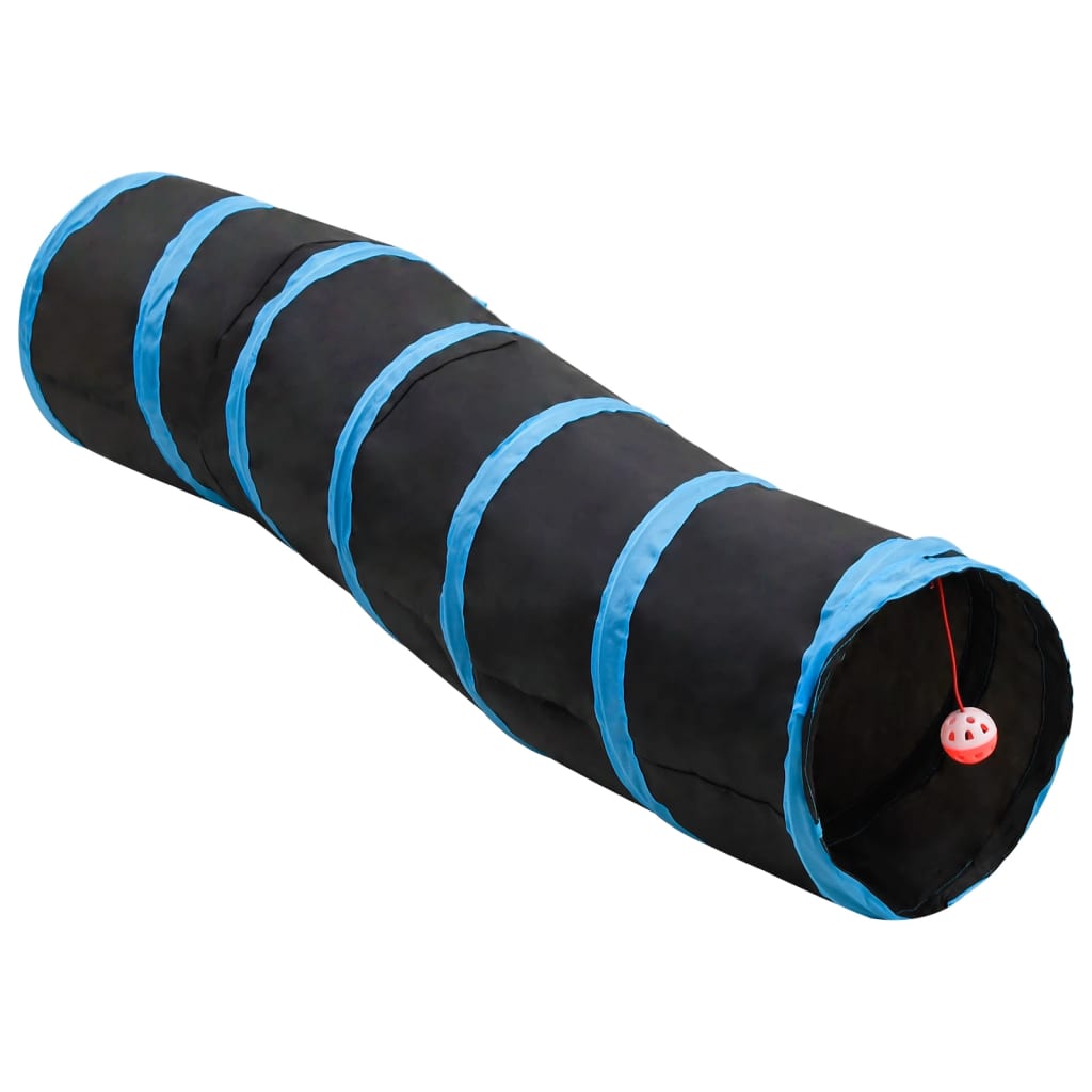 vidaXL S-formad kattunnel svart och blå 122 cm polyester 172185