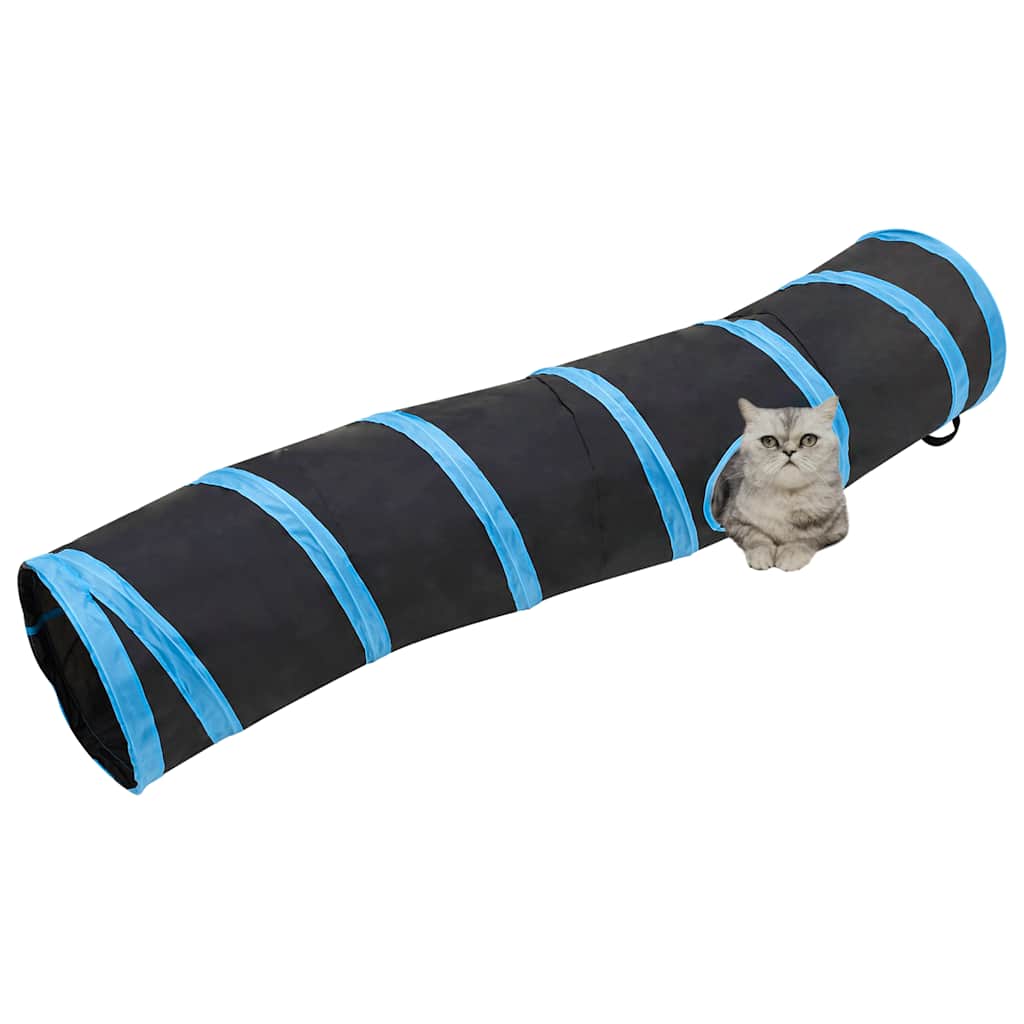vidaXL Kissatunneli S-muoto musta ja sininen 122 cm polyesteri