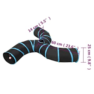 Kočičí tunel 3cestný černý a modrý 25 cm polyester - obrázek 6