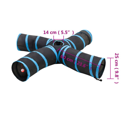 Youngfate 4-Wege Katzentunnel S-Form - Zusammenklappbarer Spieltunnel