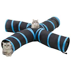 Kočičí tunel 4cestný černý a modrý 25 cm polyester - obrázek 2