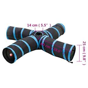 Kočičí tunel 4cestný černý a modrý 25 cm polyester - obrázek 6