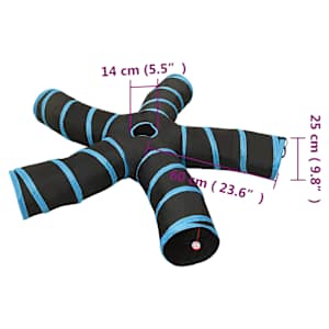 Kočičí tunel 5cestný černý a modrý 25 cm polyester - obrázek 6