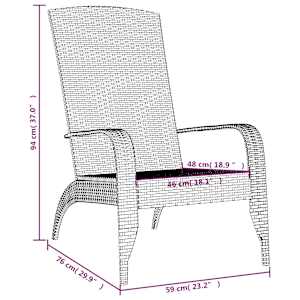 Zahradní židle Adirondack černá polyratan - obrázek 7