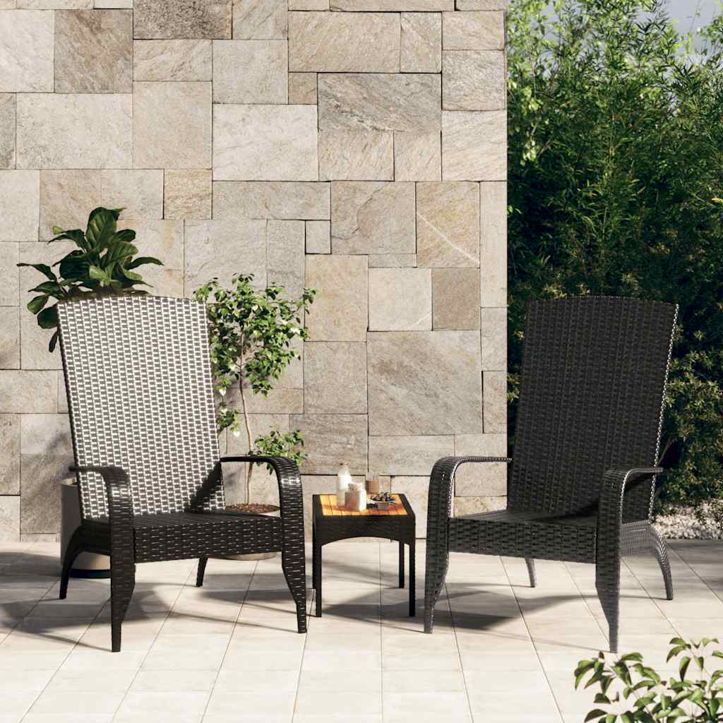 vidaXL Puutarhatuoli Adirondack-kuviolla, musta, polyrottinki