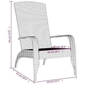 Zahradní židle Adirondack šedá polyratan - obrázek 7