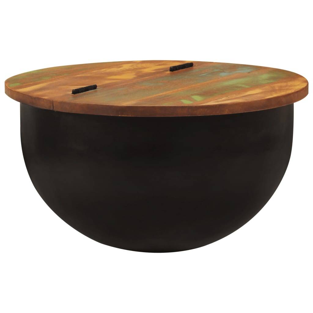 vidaXL Măsuță de cafea, negru, 50x27 cm, lemn masiv reciclat