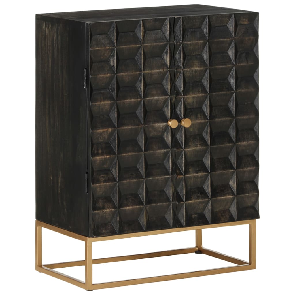 vidaXL Sideboard Schwarz 55x34x75 cm Massivholz Mango und Eisen