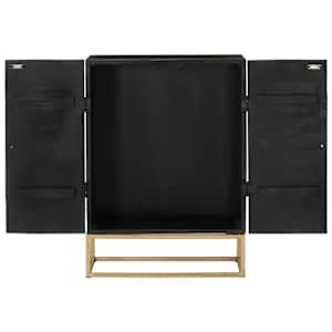 Příborník černý 55x34x75 cm masivní mangovníkové dřevo a železo - obrázek 5