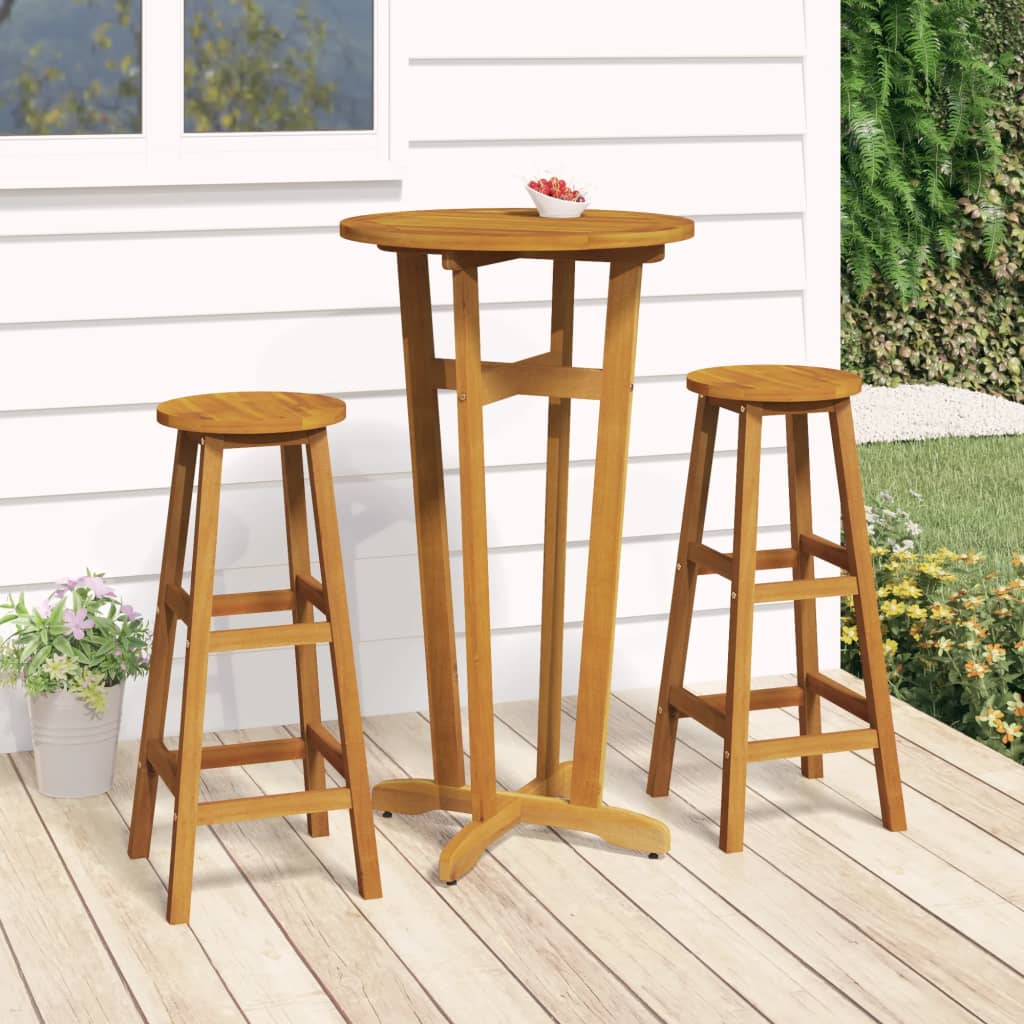 vidaXL Set mobilier de bar, 3 piese, lemn masiv de acacia