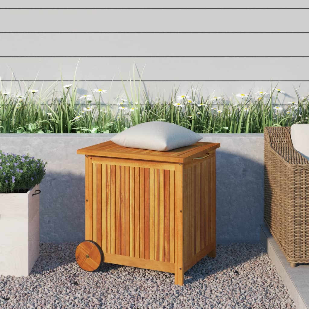 vidaXL Garden Storage Box with Wheels 60x50x58 cm Solid Wood Acacia