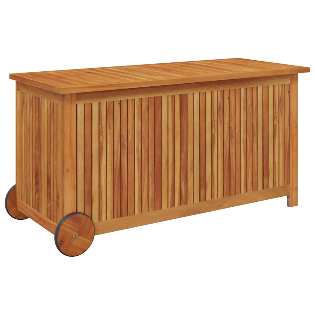 vidaXL tömör akácfa kerti tárolóláda kerekekkel 113 x 50 x 58 cm
