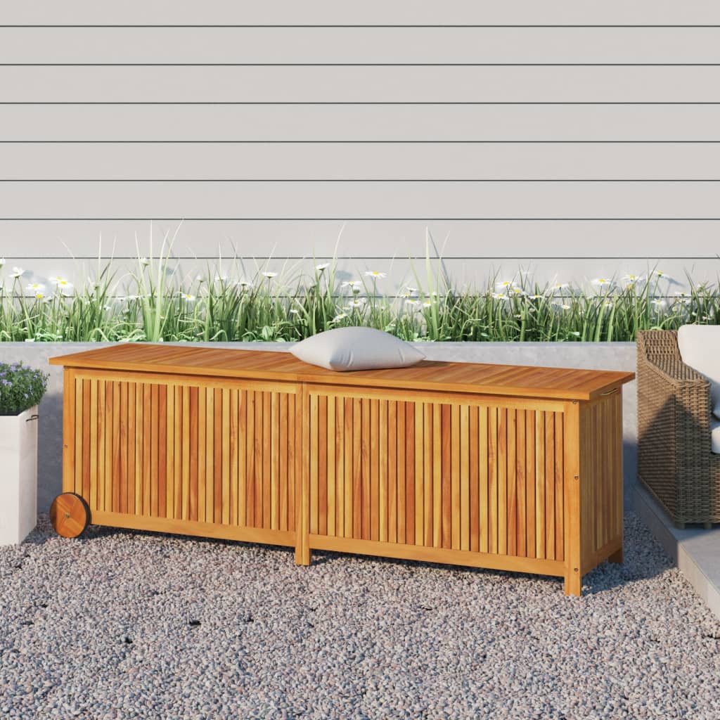 vidaXL Gartentruhe mit Rollen 150x50x58 cm Massivholz Akazie