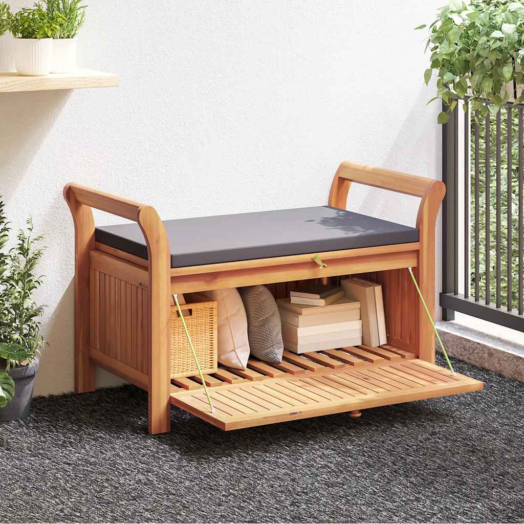 vidaXL Garten-Truhenbank mit Kissen 91 cm Massivholz Akazie