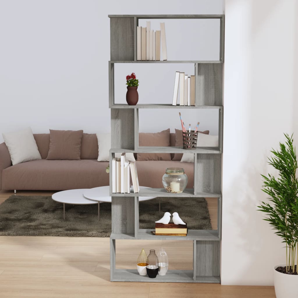 vidaXL Boekenkast/kamerscherm 80x24x192 cm bewerkt hout grijs sonoma afbeelding