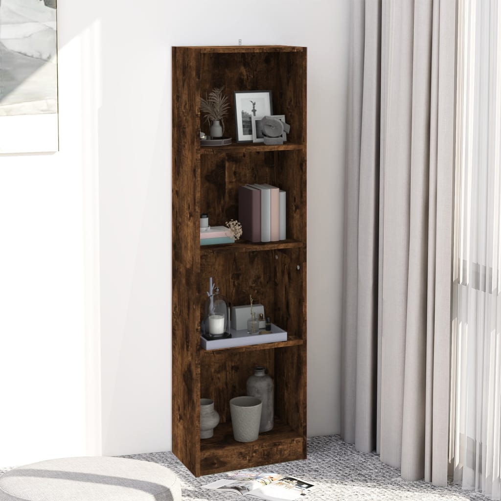 vida XL Bücherregal 4 Fächer Räuchereiche 40x 24x 143 cm Holzwerkstoff