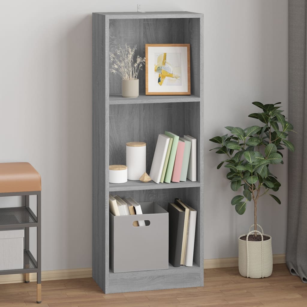 vidaXL Bücherregal 3 Fächer Grau Sonoma 40x24x109 cm Holzwerkstoff