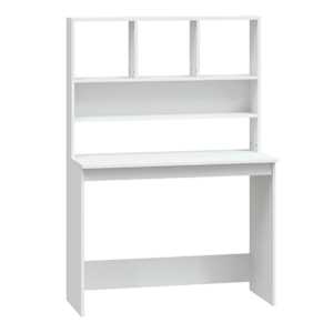 vidaXL riiulitega kirjutuslaud, valge, 102x45x148 cm tehispuit