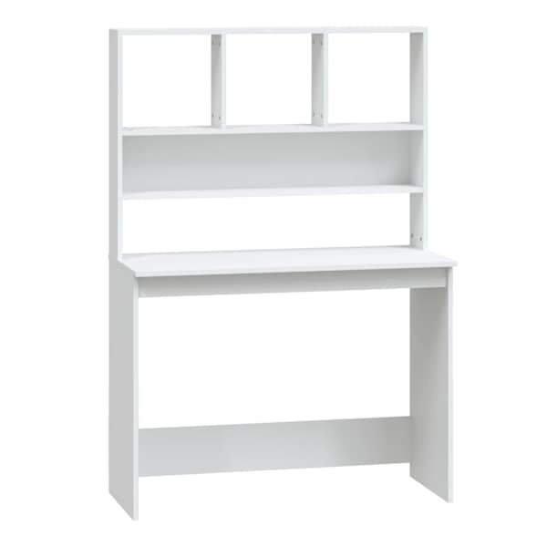 vidaXL riiulitega kirjutuslaud, valge, 102x45x148 cm tehispuit