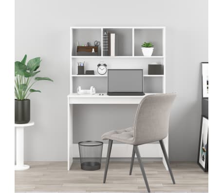 vidaXL Desk High gloss white Engineered wood 40.2 in x 17.7 in x 58.3 in