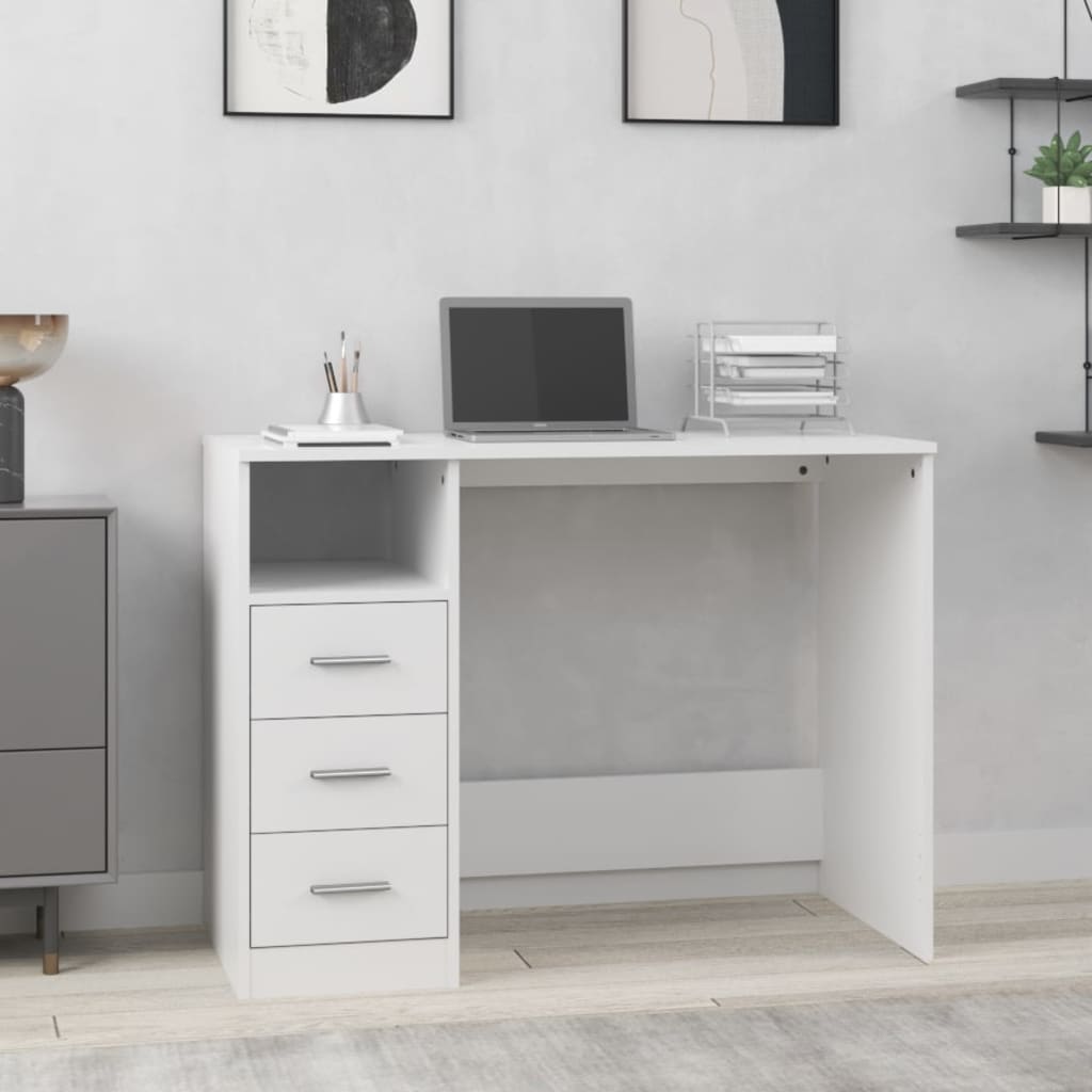 Schreibtisch mit Schubladen Weiß 102x50x76 cm Holzwerkstoff kaufen