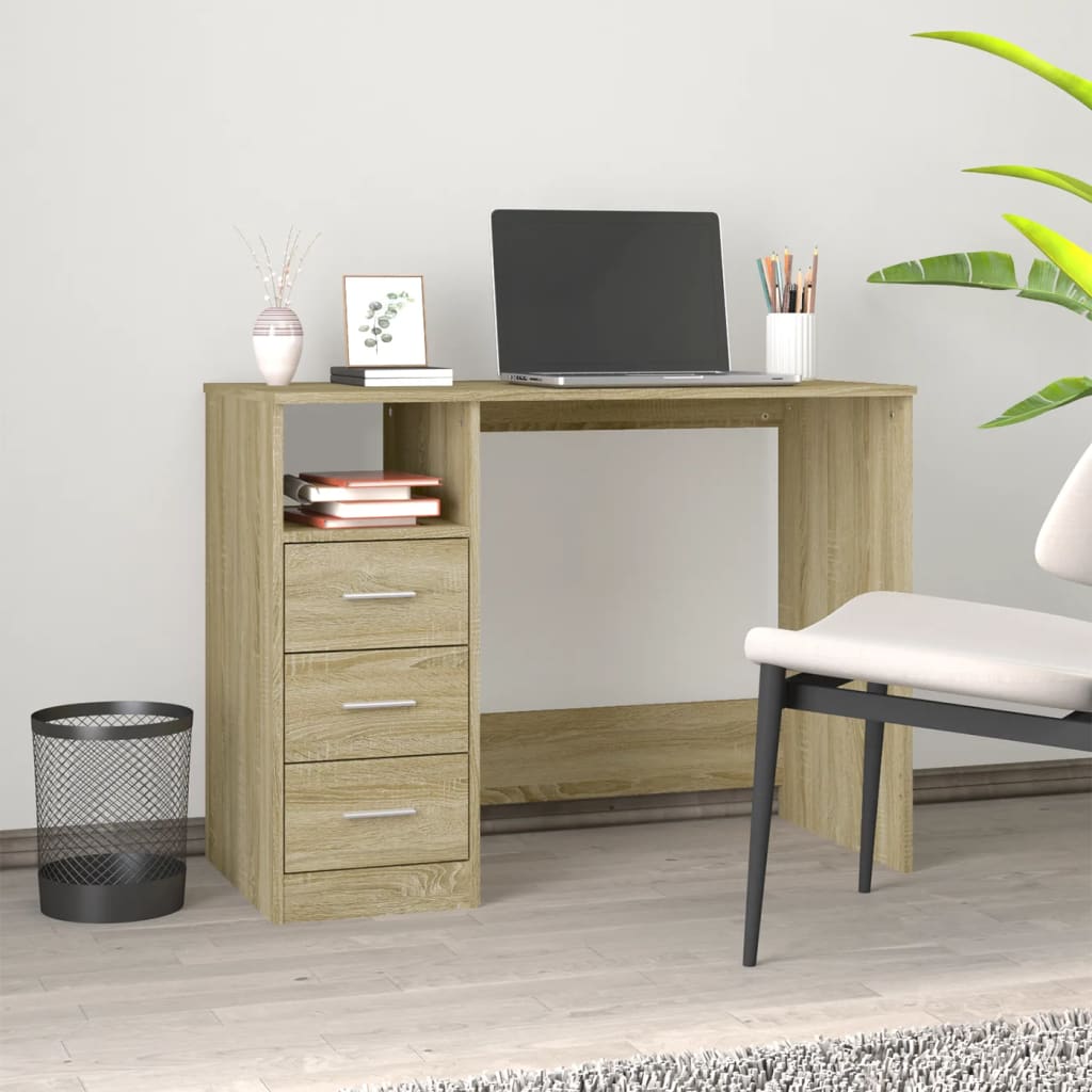 Schreibtisch mit Schubladen Sonoma-Eiche 102x50x76 cm-1