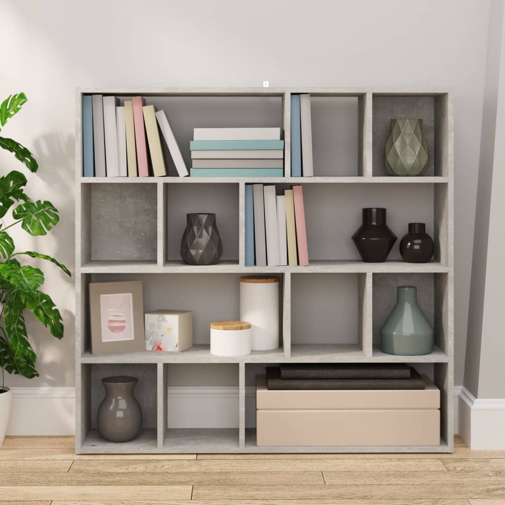 vidaXL betonszürke térelválasztó könyvszekrény 105 x 24 x 102 cm