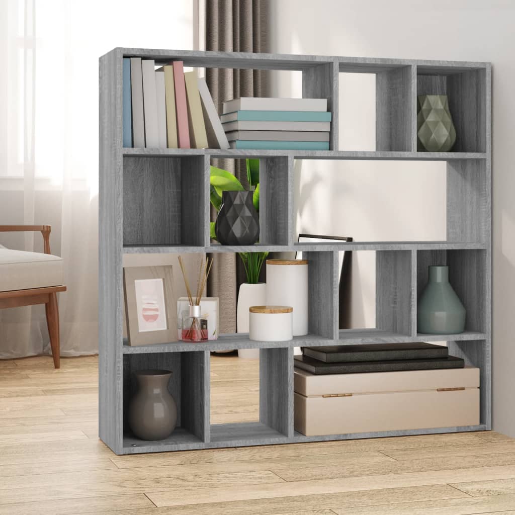 vida XL Bücherregal/Raumteiler Grau Sonoma 105x 24x 102 cm