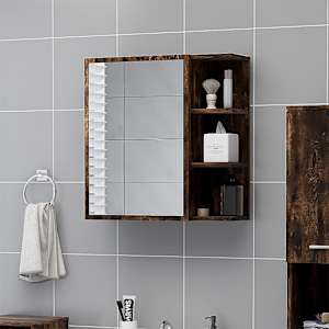 Kopalniška omarica z ogledalom dimljeni hrast 62,5x20,5x64 cm