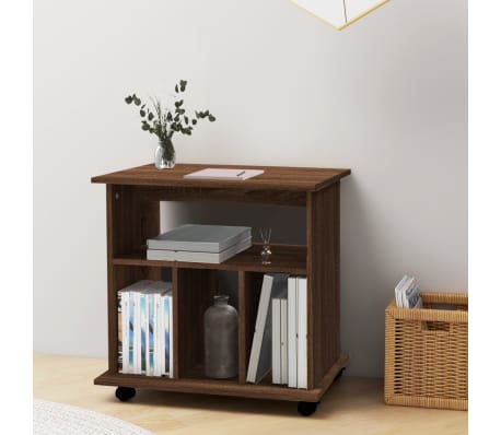 vidaXL Dulap cu roți, stejar maro, 60x45x60 cm, lemn compozit