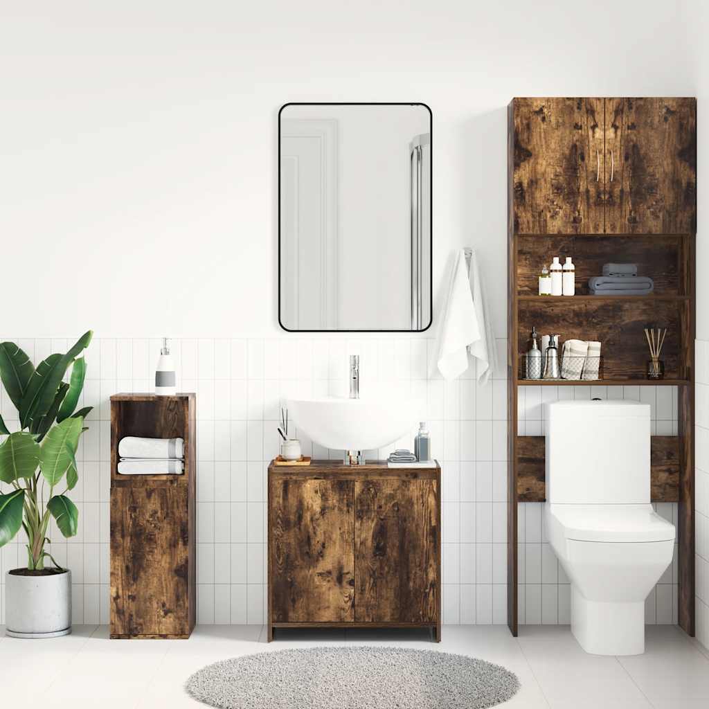 vidaXL Badkamerkast 60x33x61 cm bewerkt hout gerookt eikenkleurig afbeelding