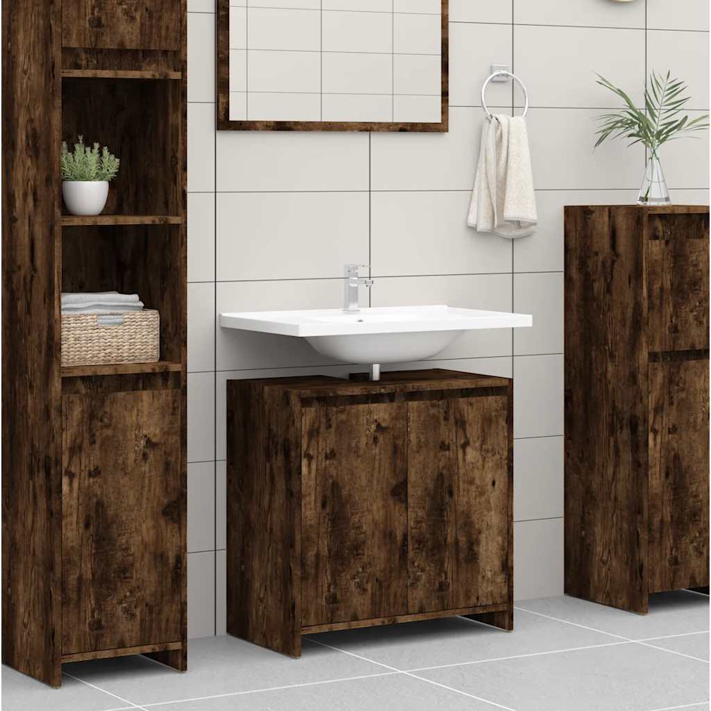 vidaXL Badschrank Räuchereiche 60x33x61 cm Holzwerkstoff