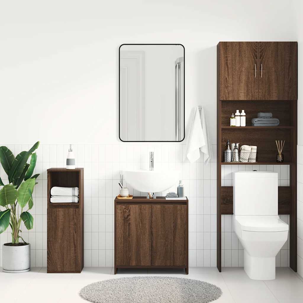 vidaXL Badkamerkast 60x33x61 cm bewerkt hout bruin eikenkleur afbeelding