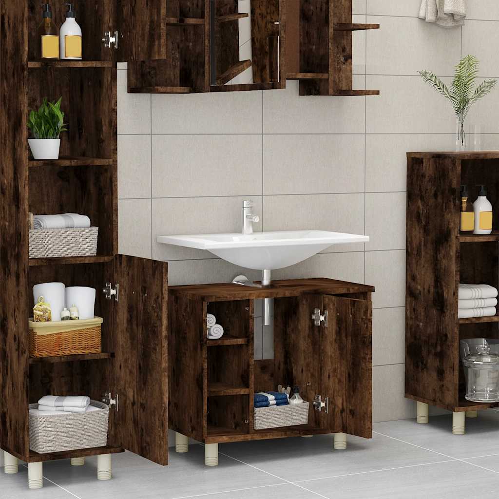 vidaXL Badkamerkast 60x32x53,5 cm bewerkt hout gerookt eikenkleurig afbeelding