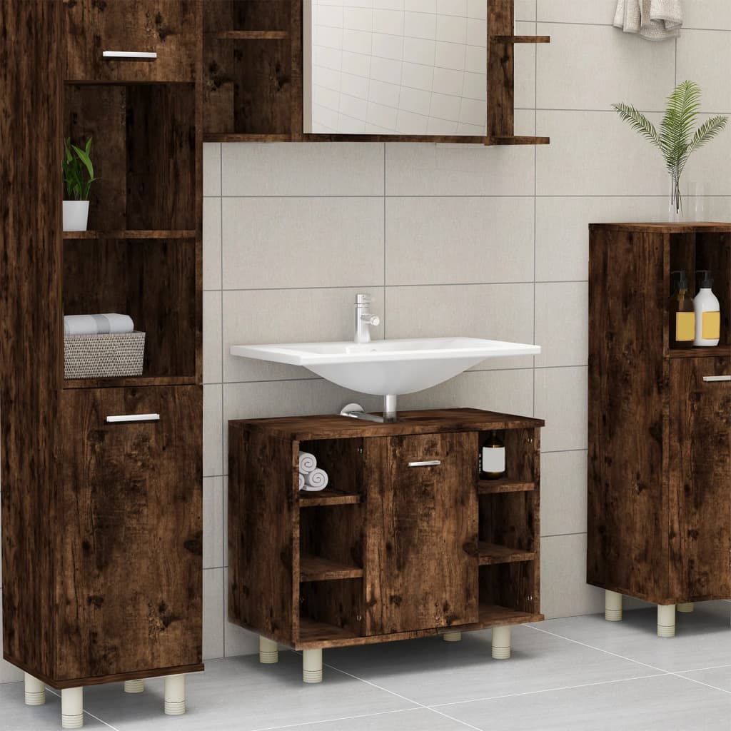 Maison Exclusive - Armadio da Bagno Bianco Rovere Sonoma 30x30x183,5 cm  Truciolato