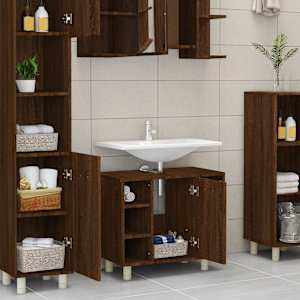 vidaXL Bathroom Cabinet Brown Oak 60x32x53.5 cm Engineered Wood