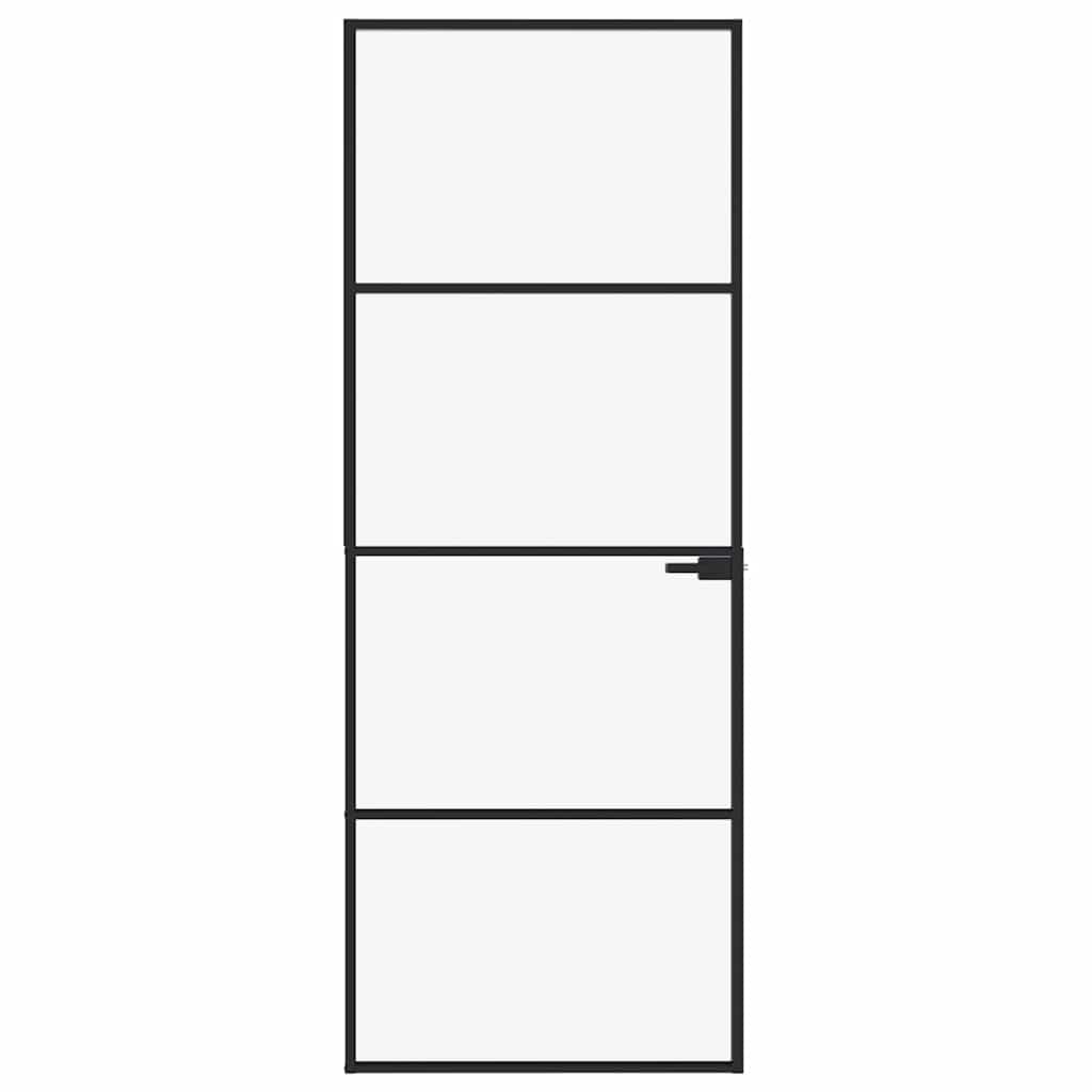 vidaXL Ușă de interior negru 76x201,5 cm sticlă securiz./aluminiu slim