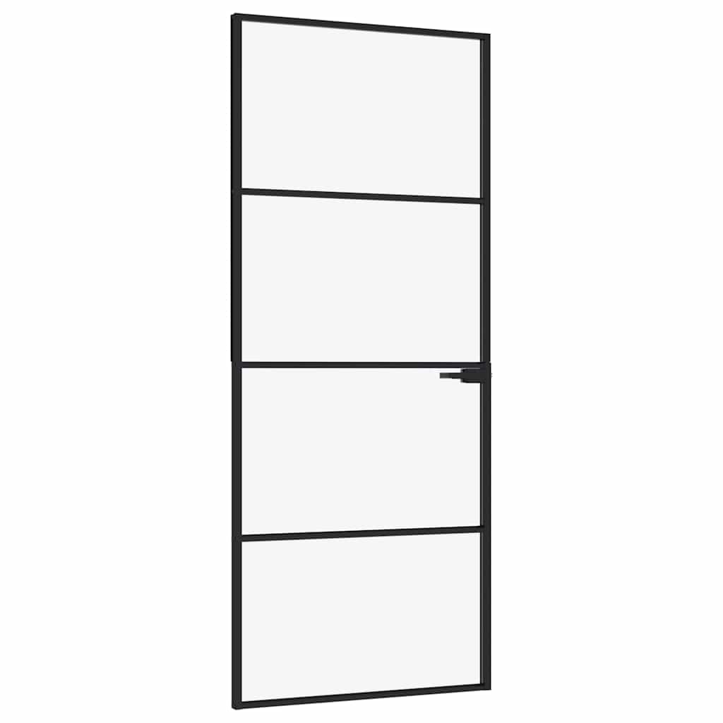 Thumbnail - vidaXL Innentür Schwarz 83x201,5 cm Hartglas & Aluminium Schlank