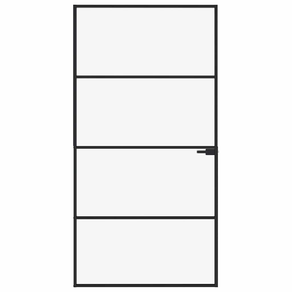 Thumbnail - vidaXL Innentür Schwarz 102x201,5 cm Hartglas & Aluminium Schlank